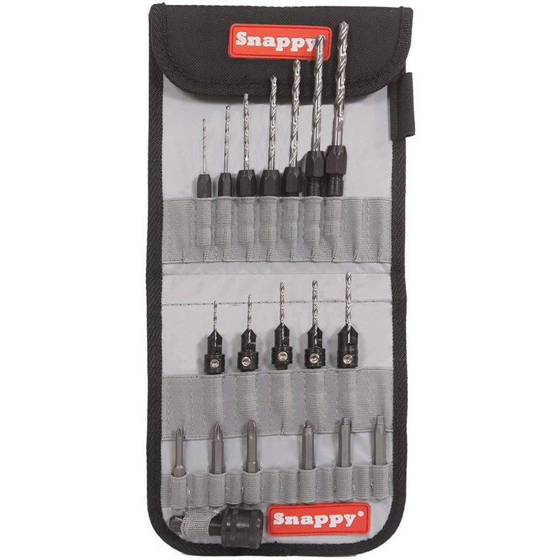 Make it Snappy Tools 48025 5xGold Screw Countersinks, 7xDrill Bit Adapters, 6x2" Industrial Driver Bits, 2xCountersink Stop Collars, Hex Shank Socket, 2xHex Keys, Canvas Pouch (25 Pieces) - Image 1